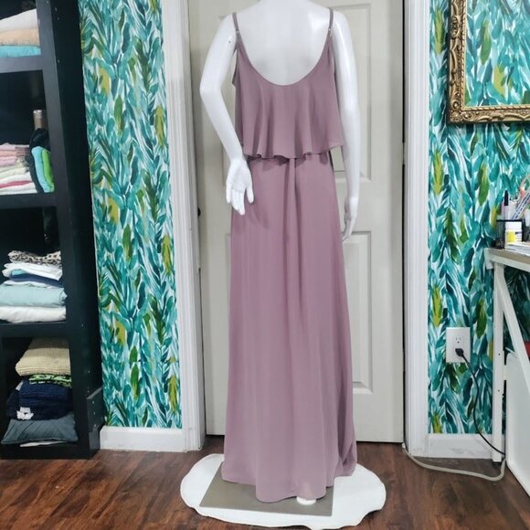 Show Me Your MuMu Caitlin Ruffle Maxi Dress Antique Rose Chiffon Boho Whimsy Fes - Picture 4 of 14